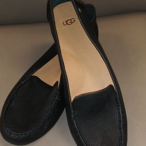 black leather UGG lofer